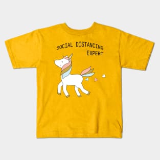 Unicorn - social distancing, black text Kids T-Shirt